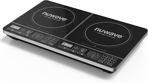 Nuwave PIC مزدوج، محمول، قوي 1800 واط مع 2 ملف تسخين كبير 8 بوصة، أدوات تحكم مستقلة ومقلاة تحريض فسيفساء، تحكم دقيق في درجة الحرارة من 100 درجة فهرنهايت إلى 575 درجة فهرنهايت في 5 درجات فهرنهايت، ووك هيي in Saudi Arabia