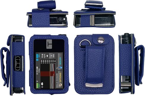 Fitted Leather Case with Rotating Belt Clip + Screen Protector for Tandem Insulin Pump Tandem t:Slim X2 (Black) in Saudi Arabia