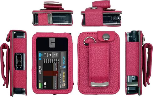 Fitted Leather Case with Rotating Belt Clip + Screen Protector for Tandem Insulin Pump Tandem t:Slim X2 (Black) in Saudi Arabia