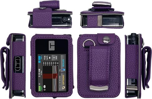 Fitted Leather Case with Rotating Belt Clip + Screen Protector for Tandem Insulin Pump Tandem t:Slim X2 (Black) in Saudi Arabia