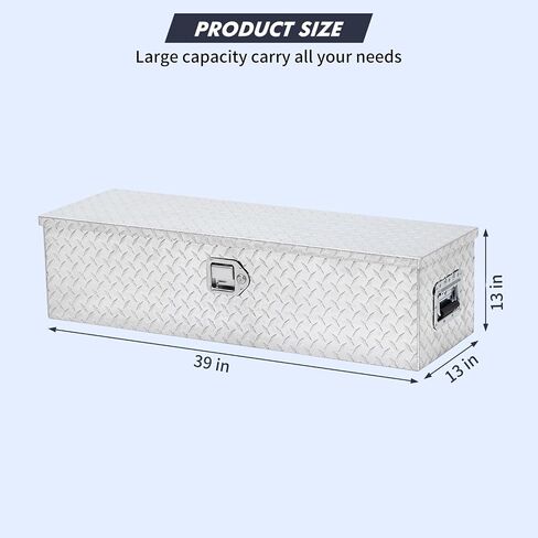 39 Inch Heavy Duty Aluminum Truck Bed Tool Box with Sliding Shelf, Diamond Plate, Side Handle, Lock & Keys – Waterproof Storage Organizer for Pickup Trucks, RVs, Trailers, and Equipment Storage Silver in Saudi Arabia