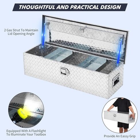 39 Inch Heavy Duty Aluminum Truck Bed Tool Box with Sliding Shelf, Diamond Plate, Side Handle, Lock & Keys – Waterproof Storage Organizer for Pickup Trucks, RVs, Trailers, and Equipment Storage Silver in Saudi Arabia