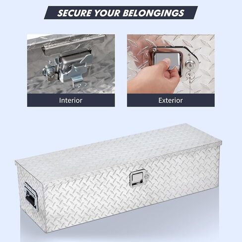 39 Inch Heavy Duty Aluminum Truck Bed Tool Box with Sliding Shelf, Diamond Plate, Side Handle, Lock & Keys – Waterproof Storage Organizer for Pickup Trucks, RVs, Trailers, and Equipment Storage Silver in Saudi Arabia