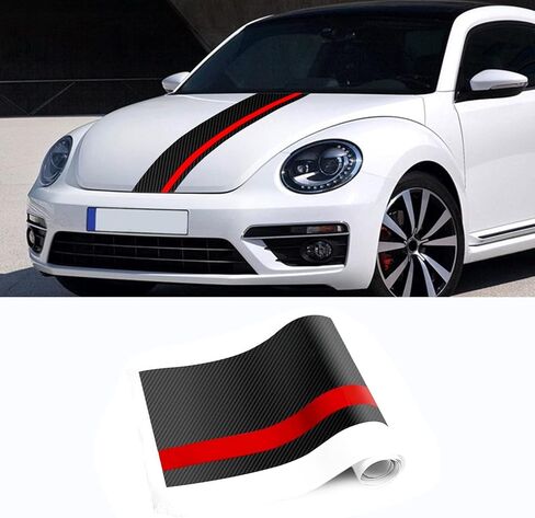 Sunjika Universal Car Hood Stripe Stripe Screpic Decal Vinyl Body Racing Hoods Hoods Wumper Decoration Decals Car Hood Scal Long Stripes Racing Assing (Gloss Black Red) in Kuwait