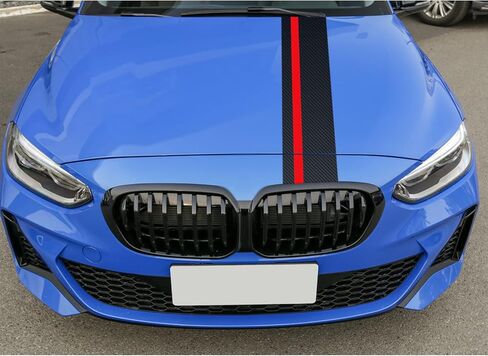 Sunjika Universal Car Hood Stripe Stripe Screpic Decal Vinyl Body Racing Hoods Hoods Wumper Decoration Decals Car Hood Scal Long Stripes Racing Assing (Gloss Black Red) in Kuwait