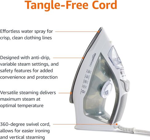 Amazon Basics Ceramic Soleplate Steam Iron, 1700-Watt, Gray, 11 Inch in Kuwait