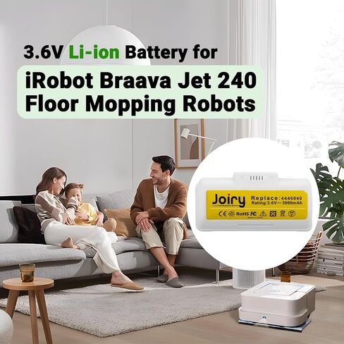 Joiry Li-ion Battery 3.6V 3Ah for iRobot Braava Jet 240 Floor Mopping Robots Lithium Cell (White) in Kuwait