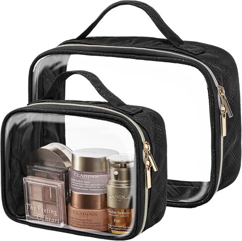 PACKISM TSA Approved Toiletry Bag - 180° Large Opening Clear Makeup Bags with Handle, Suitable for Gifts, Clear Toiletry Bags for Traveling Travel Essentials, Rose Pink in Kuwait