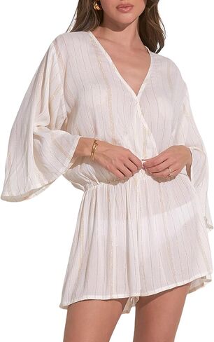 إيلان نساء V-neck 3/4-seleve cover up romper in Kuwait