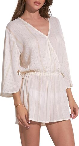 إيلان نساء V-neck 3/4-seleve cover up romper in Kuwait