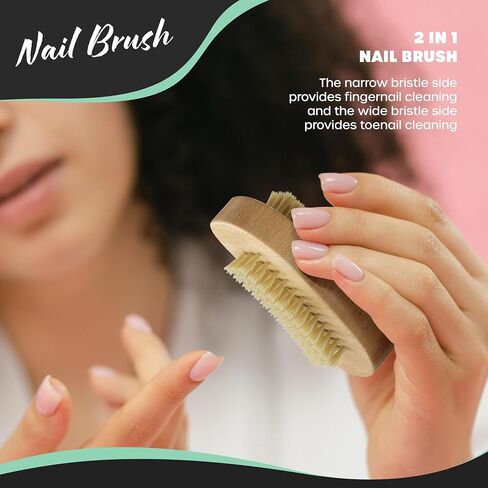 Nevlers Natural Boar Bristle Body Brush Set with Detachable Cellulite Massage Brush and Long Wooden Handle for Dry Brushing Perfect Kit to Exfoliate and Get Rid of Cellulite in Kuwait