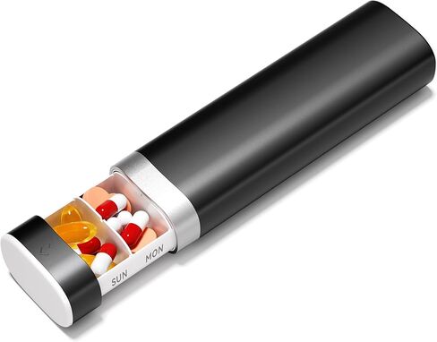 Daviky 7 Day Pill Organizer, Travel Pill Box with One-Handed Opening Design, Large-Capacity Vitamin Case, Portable Drawer Medication Organizer for Once-a-Day Vitamins, Pills, and Supplements (Pink) in Kuwait