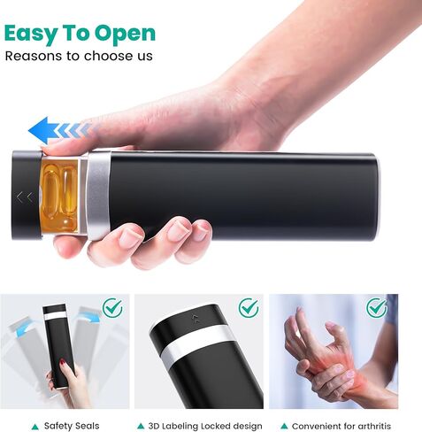 Daviky 7 Day Pill Organizer, Travel Pill Box with One-Handed Opening Design, Large-Capacity Vitamin Case, Portable Drawer Medication Organizer for Once-a-Day Vitamins, Pills, and Supplements (Pink) in Kuwait