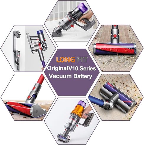LONGFIT V10 Battery 25.2V 4.0Ah for Dyson, V10 Battery Replacement Pack Li-ion for Dyson Cyclone V10 Animal V10 Absolute SV12 V10 Fluffy V10 Motorhead Stick Vacuums in Saudi Arabia