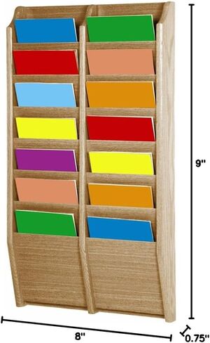 Wooden Mallet 14-Pocket Cascade Magazine Rack, Mahogany in Saudi Arabia