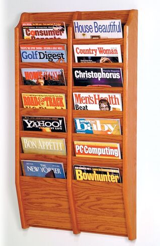 Wooden Mallet 14-Pocket Cascade Magazine Rack, Mahogany in Saudi Arabia