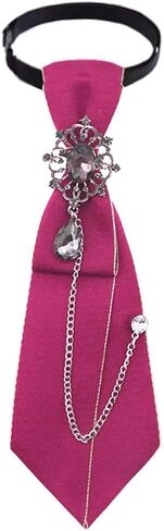 Womens Bow Tie Pre-Tied Rhinestone Bowtie with Chain Neck Tie for Women Girls Band Cosplay Uniform in Saudi Arabia