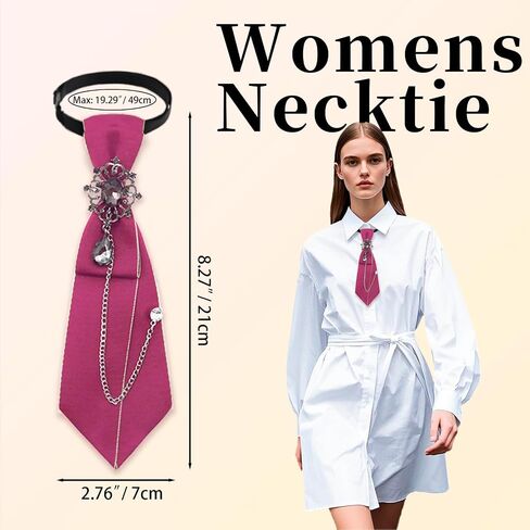 Womens Bow Tie Pre-Tied Rhinestone Bowtie with Chain Neck Tie for Women Girls Band Cosplay Uniform in Saudi Arabia