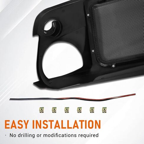 ABS Front Grille with Strip Fit for Wrangler JK/JKU 2007-2018,Black (Anger) in Kuwait