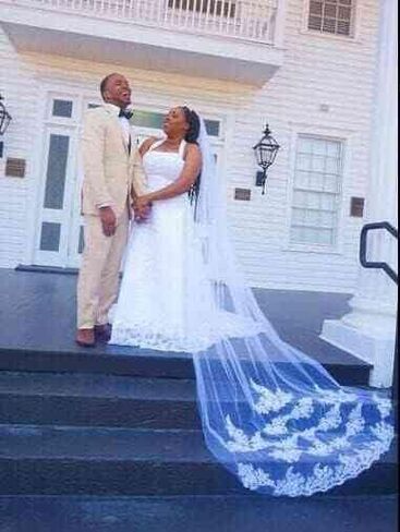 WOWBRIDAL Bride Wedding Lace Sequin Pearl Veils Long Cathedral Veil Soft Tulle Bridal Veils with Metal Comb 118" in Saudi Arabia