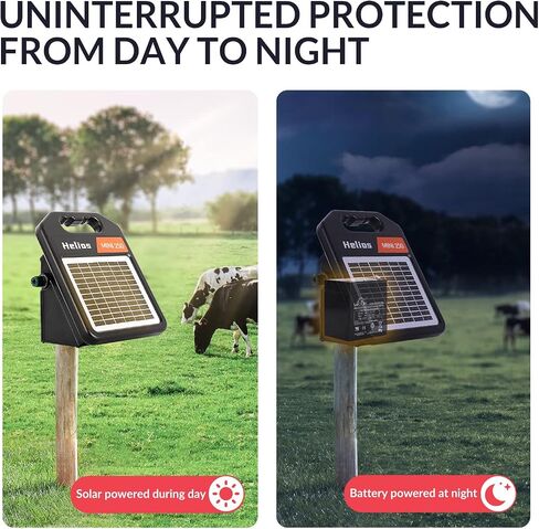 Andmon 10 Miles Solar Electric Fence Charger with Day or Night Mode, 0.11 Joule Portable Solar Fence Charger for Livestock, Preventing Predators from Intruding in Saudi Arabia