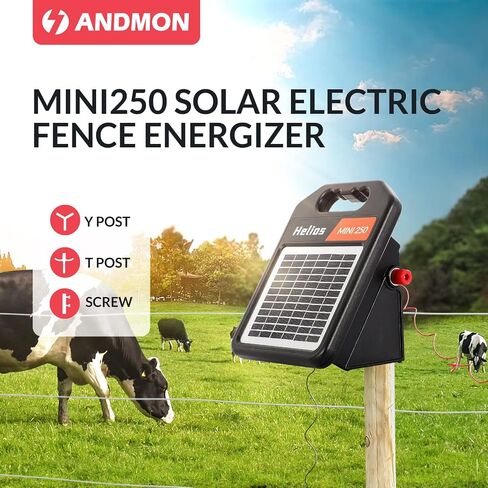 Andmon 10 Miles Solar Electric Fence Charger with Day or Night Mode, 0.11 Joule Portable Solar Fence Charger for Livestock, Preventing Predators from Intruding in Saudi Arabia