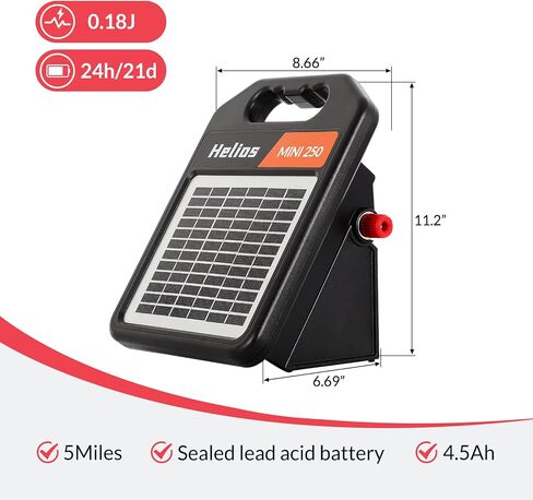 Andmon 10 Miles Solar Electric Fence Charger with Day or Night Mode, 0.11 Joule Portable Solar Fence Charger for Livestock, Preventing Predators from Intruding in Saudi Arabia