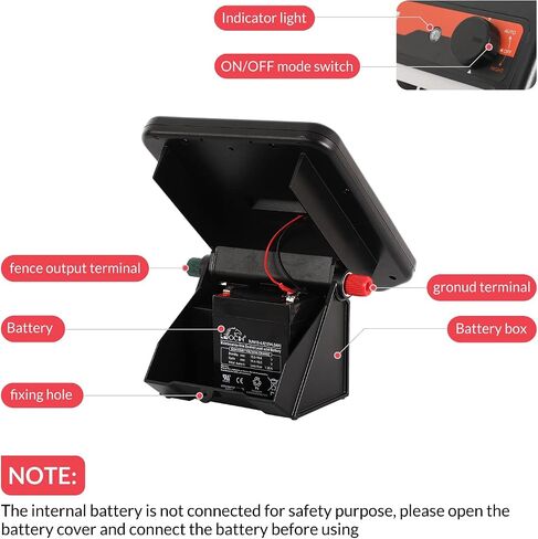 Andmon 10 Miles Solar Electric Fence Charger with Day or Night Mode, 0.11 Joule Portable Solar Fence Charger for Livestock, Preventing Predators from Intruding in Saudi Arabia