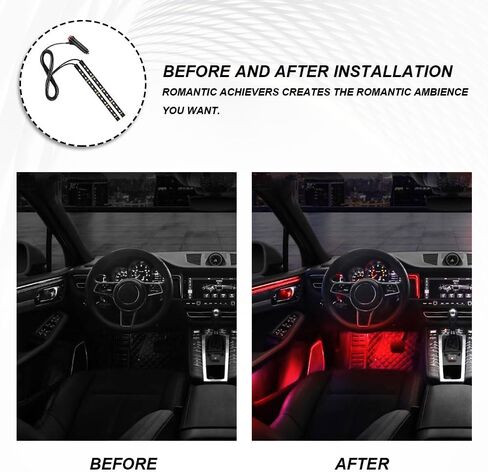 Car LED Strip Light, 24 LEDs RGB Neon Interior Atmosphere Lights, 12V Under Dash Ambient Night Light, Cigarette Lighter Auto Interior Decorative Lamp, Universal Car Accessories for Women Men (Red) in Saudi Arabia