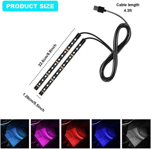 LED Strip Light ، 24 LEDS RGB Neon Interior Lights ، 12V تحت ضوء DASH Ambient Night Light ، مصباح ديكور داخلي ولاعة السجائر ، إكسسوارات السيارات العالمية للنساء (أحمر) in Kuwait