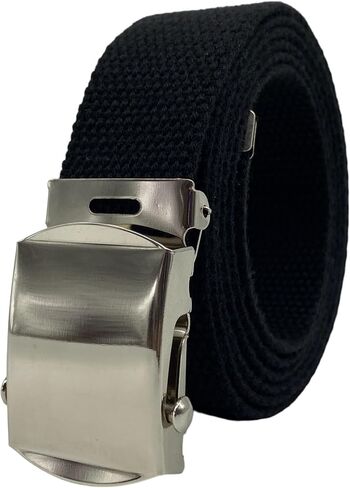 Canvas Web Belt with Nickel Buckle - Military & Golf Belt, Up to 45" Waist, Nickel Buckle in Saudi Arabia