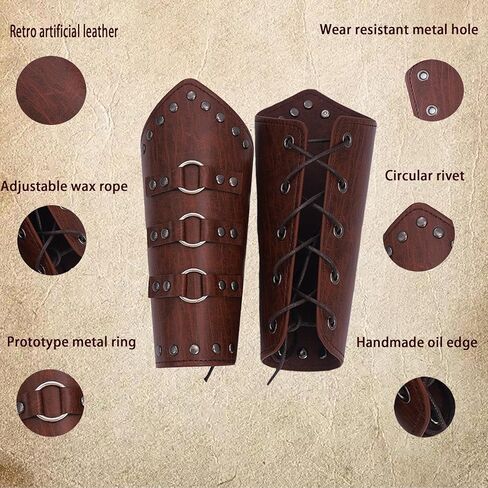 واقي ذراع الجلود في العصور الوسطى التي لا تقهر من القرون الوسطى مع مشبك حزام - قفازات مثالية لحارس ذراع الرماية ، أذرع الكفة in Kuwait