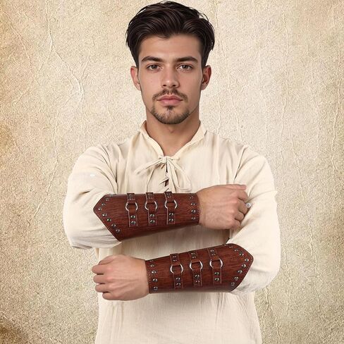 واقي ذراع الجلود في العصور الوسطى التي لا تقهر من القرون الوسطى مع مشبك حزام - قفازات مثالية لحارس ذراع الرماية ، أذرع الكفة in Kuwait