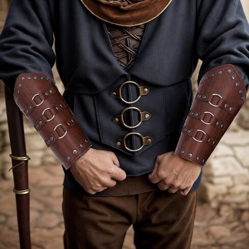 واقي ذراع الجلود في العصور الوسطى التي لا تقهر من القرون الوسطى مع مشبك حزام - قفازات مثالية لحارس ذراع الرماية ، أذرع الكفة in Kuwait
