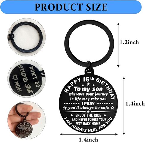16th Birthday Decorations for Boys, Metal Keychain for 16 Year Old Boy, 16th Birthday Gift Ideas for Son Grandson in Saudi Arabia