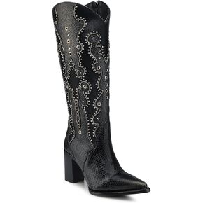 أحذية Cuadra Western Western High في Python والجلد الأبقار الأسود 4i14ph