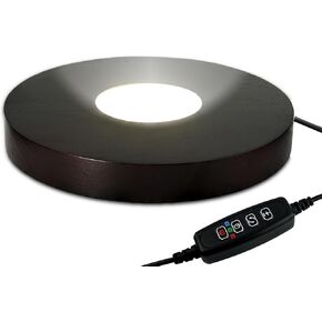 Wood Crystal Display Base Light - LED Illuminator for Artworks ، 3 أوضاع ضوئية مع عدل 10 مستويات وقوع توقيت أوتوم (أسود داكن ، 4.7 بوصة)