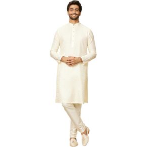 Manyavar Men Blended Viscose Self Design Kurta Pyjama Set