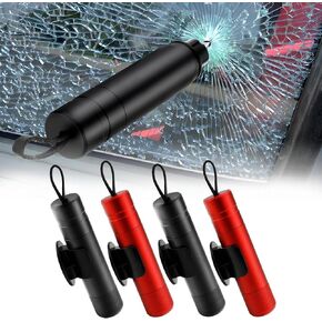 PIFOOG 6 Pack Car Window Breaker Tool Glass Break حزام الأمان أدوات هروب الطوارئ مع سلسلة Mini Portable 2 في 1 Auto Safety Kit Black Red Silver 3 Colors