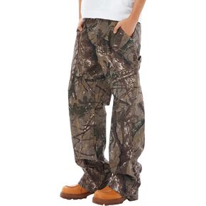 Y2k Mens Camo Cargo Pants Hip Hop Jeans Baggy Joggers Streetwear Oversized Track Pants