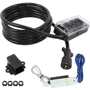 labwork 7 Way 16 FT Trailer Cord with 7 Gang Junction Box Kit with Plug Holder and 12V Breakaway Switch Trailer Connector Cable Wiring Harness