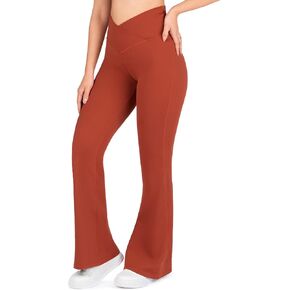 Nirlon Crossover Flare Leggings for Women - Pants Flare Flare Pants عالي الحجم