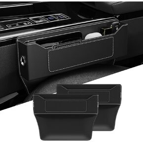 Car Seat Gap Filler, Seat Gap Organizer with Storage, Car Seat Accessories, Universal Car Organizer for Sedan SUV Truck-2PCS Black