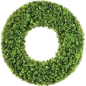 أكاليل DDHS 20''boxwood للباب الأمامي ， أكاليل الزبائن الاصطناعية لحضور الزفاف الخضراء على مدار العام في الخارج لزخارف المنزل الصيفية الذهب