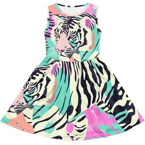Cute Animal Dress for Girls Sleeveless Loose Fit Summer Dresses with Pockets Swing Sundress