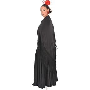 Flamenco Shawl, Black, Large, Lightweight, Hand-Worked Bangs