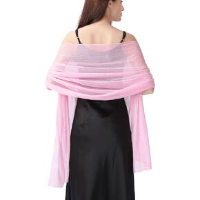 Elegant Evening Shawl Wrap for women Formal, Lightweight Sheer Chiffon, with Rhinestones and Silver Wire