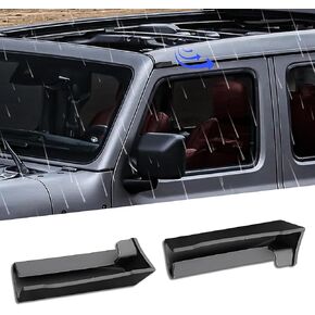 1 Pair Car Roof Gutter, Hardtop Rain Diverter ABS, Water Rain Gutter Extension Channel Kit, Rain Groove Diverter Exterior Accessories Compatible with 2018-2022 Wrangler JK JL Jeep