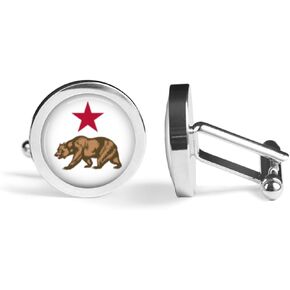 California Flag Bear Cufflinks (Angled Edition)