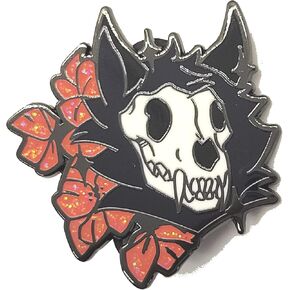 Skulldog Red Black Goth Skullsona Enamel Pin
